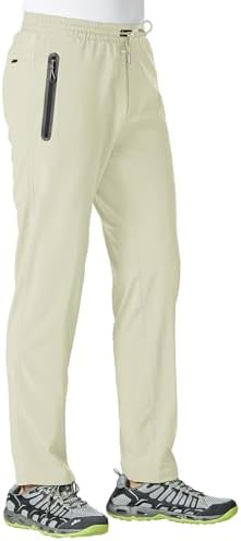 TBMPOY Men’s Lightweight Hiking Travel Pants Breathable Athletic Fishing Active Joggers Zipper Pockets