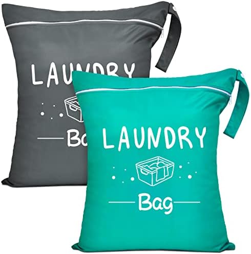 2 Pcs Large Travel Laundry Bag Waterproof Wet Dry Bag Washable Dirty Clothes Drawstring Bag Bathing Suit Workout Bag for Gym Clothes Laundry Wet Clothes Swimming Yoga, Green Grey 2 Pcs Large Travel Laundry Bag Waterproof Wet Dry Bag Washable Dirty Clothes Drawstring Bag Bathing Suit Workout Bag for Gym Clothes Laundry Wet Clothes Swimming Yoga, Green Grey