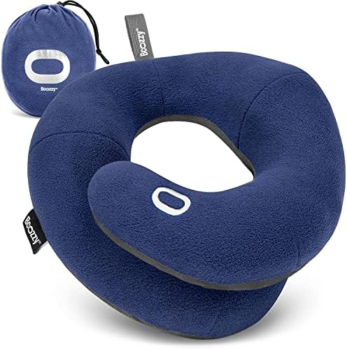 BCOZZY Neck Pillow for Travel Provides Double Support to The Head, Neck, and Chin in Any Sleeping Position on Flights, Car, and at Home, Comfortable Airplane Travel Pillow, Large, Navy BCOZZY Neck Pillow for Travel Provides Double Support to The Head, Neck, and Chin in Any Sleeping Position on Flights, Car, and at Home, Comfortable Airplane Travel Pillow, Large, Navy