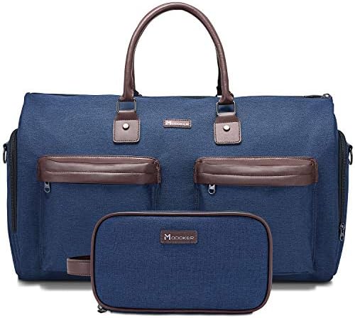 Convertible Garment Bag with Toiletry Bag, Modoker Carry on Garment Duffel Bag for Men Women – 2 in 1 Hanging Suitcase Suit Travel Bags, Blue Convertible Garment Bag with Toiletry Bag, Modoker Carry on Garment Duffel Bag for Men Women – 2 in 1 Hanging Suitcase Suit Travel Bags, Blue