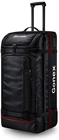 Gonex Rolling Duffle Bag with Wheels, 100L Water Repellent Large Wheeled Travel Duffel Luggage with Rollers 33 inch, Black