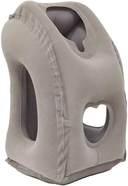 Inflatable Travel Pillow, Inflatable Neck Air Pillow for Sleeping to Avoid Neck and Shoulder Pain, Comfortably Support Head, Neck and Lumbar, Used for Airplane, Car, Bus and Office (Grey)