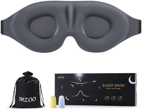 MZOO Sleep Eye Mask for Men Women, Zero Eye Pressure 3D Sleeping Mask, 100% Light Blocking Patented Design Night Blindfold, Soft Eye Shade Cover for Travel, Grey MZOO Sleep Eye Mask for Men Women, Zero Eye Pressure 3D Sleeping Mask, 100% Light Blocking Patented Design Night Blindfold, Soft Eye Shade Cover for Travel, Grey