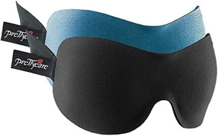 PrettyCare 3D Sleep Mask 2 Pack,Eye Mask for Sleeping 3D Contoured Sleeping Mask Blackout Out Light – Blindfold Airplane with Ear Plugs, Night Masks with Travel Bag (A-Black&Blue)