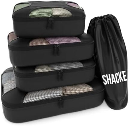 Shacke 5 Set Packing Cubes for Travel Lightweight Luggage Organizer (Black)