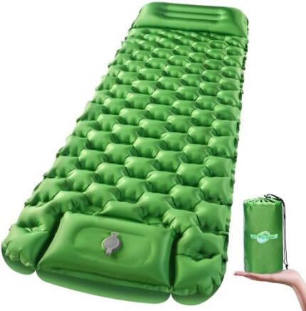 Sleeping Pad, Ultralight Inflatable Sleeping Pad for Camping, Built-in Pump, Ultimate for Camping, Hiking – Airpad, Carry Bag, Repair Kit – Compact & Lightweight Camping Pad(Green)