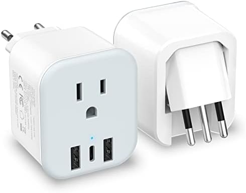 2 Pack European Travel Plug Adapter Foldable Type C/L 2 in 1 Europe Italy Power Plug Adapter with 3 USB (1 USB C Port) 1 AC Outlets Travel Essentials for Most of EU Italy France Germany Spain 2 Pack European Travel Plug Adapter Foldable Type C/L 2 in 1 Europe Italy Power Plug Adapter with 3 USB (1 USB C Port) 1 AC Outlets Travel Essentials for Most of EU Italy France Germany Spain