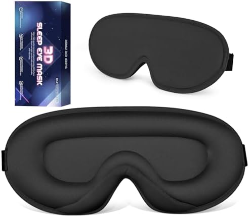 3D Sleep Eye Mask for Men Women, Zero Eye Pressure 3D Contoured Cup Sleeping Mask & Blindfold, Concave Molded, 100% Block Out Light, Soft Comfort Eye Shade Cover for Travel, Yoga and Nap (Black) 3D Sleep Eye Mask for Men Women, Zero Eye Pressure 3D Contoured Cup Sleeping Mask & Blindfold, Concave Molded, 100% Block Out Light, Soft Comfort Eye Shade Cover for Travel, Yoga and Nap (Black)