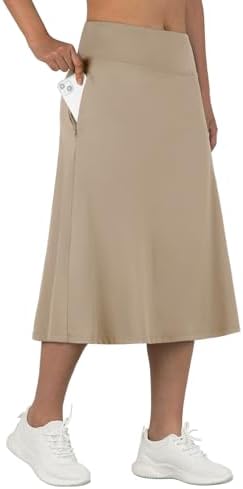 ANIVIVO Women’s Midi Length Skorts Skirts with Pockets Modest Skirts 28″ Long Knee Length Athletic Skorts