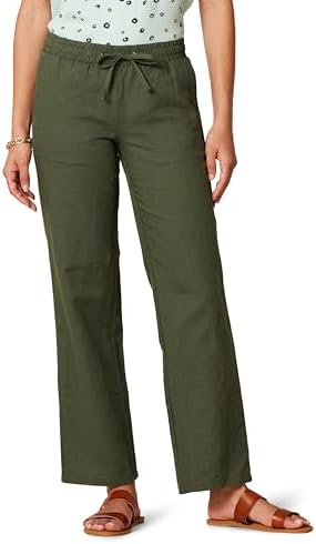 Amazon Essentials Women’s Linen Blend Drawstring Wide Leg Pant (Available in Plus Size)