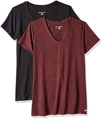 Amazon Essentials Women’s Tech Stretch Short-Sleeve V-Neck T-Shirt (Available in Plus Size), Multipacks
