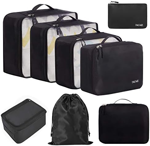 BAGAIL 8 Set Packing Cubes Luggage Packing Organizers for Travel Accessories (Jet Black) BAGAIL 8 Set Packing Cubes Luggage Packing Organizers for Travel Accessories (Jet Black)