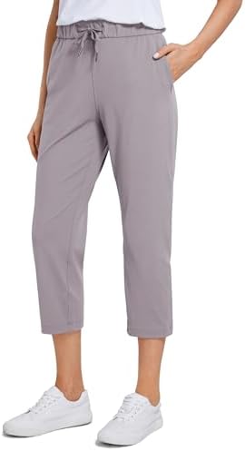 CRZ YOGA 4-Way Stretch Golf Capri Pants for Women 23″, Casual Yoga Dress Work Capris with Pockets Workout Athletic Travel