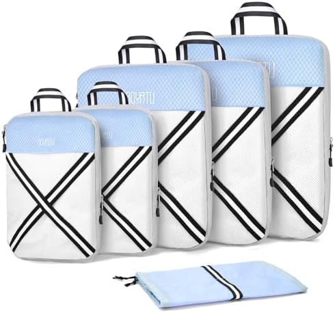 Compression Packing Cubes Suitcases Organizer: 2/4/6 Sets Travel Storage Bags for Luggage – Travel Essentials for Space Saver Blue Compression Packing Cubes Suitcases Organizer: 2/4/6 Sets Travel Storage Bags for Luggage – Travel Essentials for Space Saver Blue
