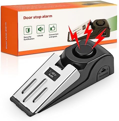 Crosize Upgraded Alarm Door Stops, Portable Security Hotel Safety Door Stoppers for Bottom of Door (Black 1 Pack) Crosize Upgraded Alarm Door Stops, Portable Security Hotel Safety Door Stoppers for Bottom of Door (Black 1 Pack)