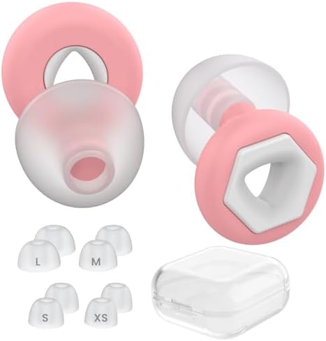 Ear Plugs for Sleeping Noise Cancelling, Reusable Hearing Rrotection in Flexible Silicone for Sleep, Work, Travel and Noise Sensitivity, 25dB-30dB Noise Cancelling 4 Pairs Eartips in XS/S/M/L-Pink Ear Plugs for Sleeping Noise Cancelling, Reusable Hearing Rrotection in Flexible Silicone for Sleep, Work, Travel and Noise Sensitivity, 25dB-30dB Noise Cancelling 4 Pairs Eartips in XS/S/M/L-Pink