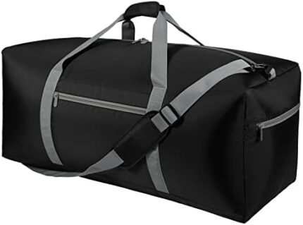 Foldable Duffel Bag 30 inch 75L Large Lightweight Luggage for Travel Camping Storage-Black