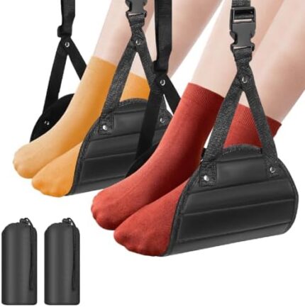 Foot Hammock for Plane Travel (2 Pack), Memory Foam Airplane Foot Hammock Provides Foot Rest for Air Travel, Portable Airplane Travel Essentials & Long Flight Must Haves