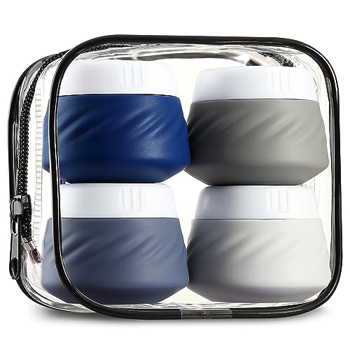 Gemice Travel Containers for Toiletries, Silicone Cream Jars TSA Approved Travel Size Containers with Clear Bag, Leak-proof Travel Accessories with Lid for Cosmetic Face Body Hand Cream (4 Pack) Gemice Travel Containers for Toiletries, Silicone Cream Jars TSA Approved Travel Size Containers with Clear Bag, Leak-proof Travel Accessories with Lid for Cosmetic Face Body Hand Cream (4 Pack)