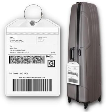 Golf Bag Luggage Tag – Extra Large 9″ x 6″, Waterproof Plastic Zipper Pouch, PVC Bag Tags for Golf Bag – Sealable Label Holder for Golf Bag (1 Pack)