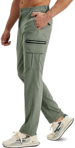 Hiking Pants Men Lightweight Quick Dry – Water Resistant Outdoor Cargo Pants with 7 Pockets for Travel Camping Fishing