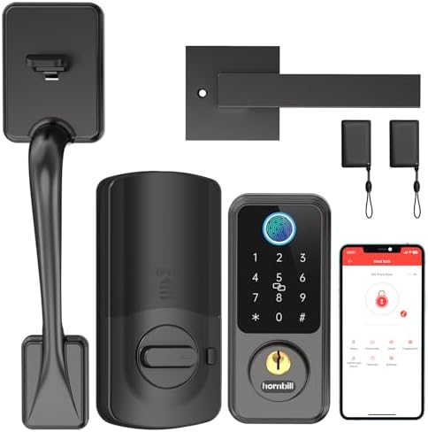 Hornbill Smart Lock with Front Door Handle Set – Keyless Entry Door Lock with Handleset – Smart Deadbolt Door Lock for Front Door – Bluetooth Door Lock with Keypad – Fingerprint Biometric Auto Lock Hornbill Smart Lock with Front Door Handle Set – Keyless Entry Door Lock with Handleset – Smart Deadbolt Door Lock for Front Door – Bluetooth Door Lock with Keypad – Fingerprint Biometric Auto Lock