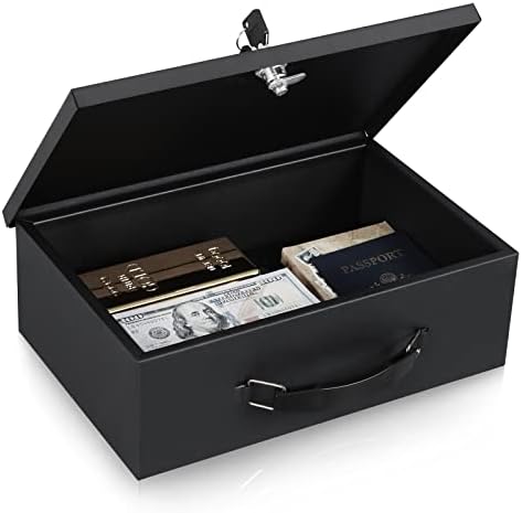 KYODOLED Fireproof Document Box with Key Lock,Safe Storage Box for Valuables,Fire Resistance Security Chest,Fireproof Box for Documents,Passport,Cash,Tablet,Exterior 12.8” x 8.4” x 4.5” Black KYODOLED Fireproof Document Box with Key Lock,Safe Storage Box for Valuables,Fire Resistance Security Chest,Fireproof Box for Documents,Passport,Cash,Tablet,Exterior 12.8” x 8.4” x 4.5” Black