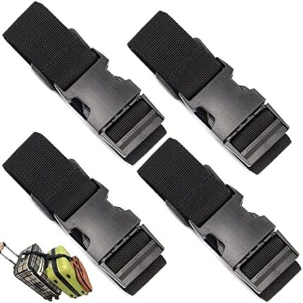 Luggage Straps Suitcase Belts Travel Accessories Adjustable Long Bag Strap with Quick-Release Buckle (4Black L45 x W1.5)