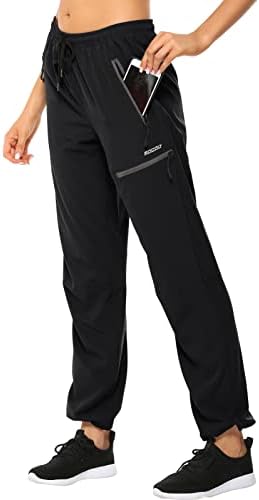 MOCOLY Women’s Cargo Hiking Pants Elastic Waist Quick Dry Lightweight Outdoor Water Resistant UPF 50+ Long Pants Zipper