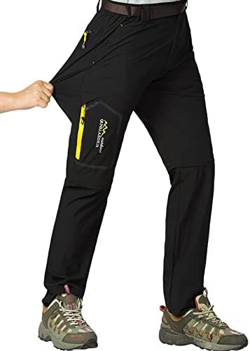 Mens Hiking Stretch Pants Convertible Quick Dry Lightweight Zip Off Outdoor Travel Safari Pants