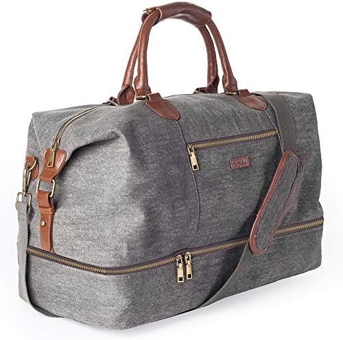MyMealivos Canvas Weekender Bag, Overnight Travel Carry On Duffel Tote with Shoe Pouch (Grey) MyMealivos Canvas Weekender Bag, Overnight Travel Carry On Duffel Tote with Shoe Pouch (Grey)