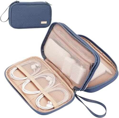 NISHEL Travel Cord Organizer Case, Double Layers Tech Electronic Case, Travel Essentials for Charger, Cable, Phone, Flash drive, Aegean-Blue NISHEL Travel Cord Organizer Case, Double Layers Tech Electronic Case, Travel Essentials for Charger, Cable, Phone, Flash drive, Aegean-Blue