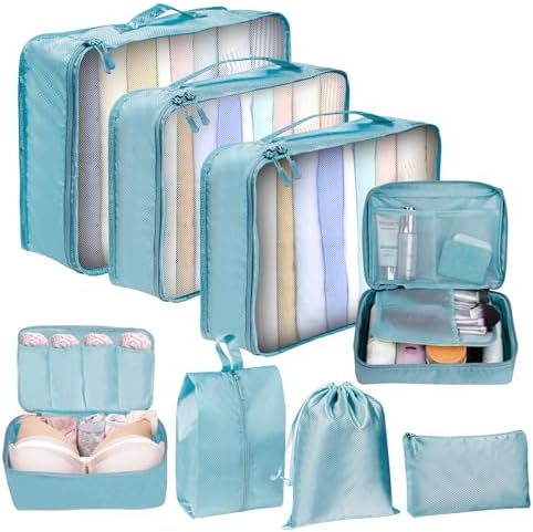 Packing Cubes for Travel 8 Set Packing Cubes for Suitcases Lightweight Suitcase Organizer Travel Cubes for Packing Luggage Organizer Bags (Sky Blue) Packing Cubes for Travel 8 Set Packing Cubes for Suitcases Lightweight Suitcase Organizer Travel Cubes for Packing Luggage Organizer Bags (Sky Blue)