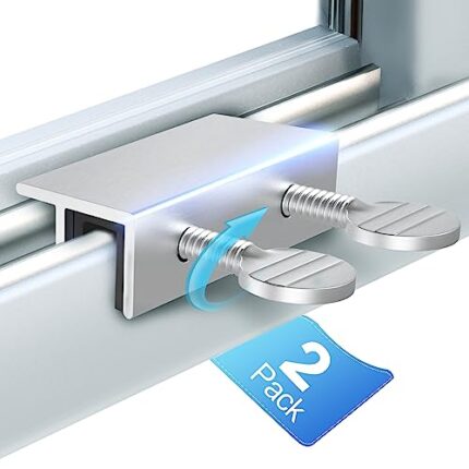 Sliding Window Locks Security Up and Down Window – Glass Windows Lock for Child Proof Home Safety Vertical Window Stopper, Adjustable Aluminum Double Lock Kid Guard for Patio AC Travel RV (4) (2)
