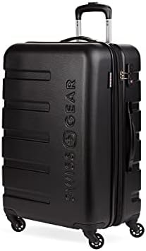 SwissGear 7366 Hardside Expandable Luggage with Spinner Wheels, Black, Checked-Medium 23-Inch