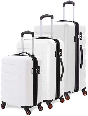 SwissGear 7366 Hardside Expandable Luggage with Spinner Wheels, White, 3-Piece Set (19/23/27)