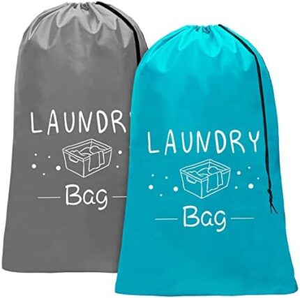 Sylfairy 2 Pack Extra Large Travel Laundry Bag, Dirty Clothes Organizer with Drawstring,Heavy Duty Travel Laundry Bags,Easy Fit a Laundry Hamper or Basket Travel Essentials