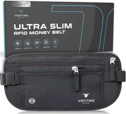 Travel Money Belt & Passport Holder – RFID Blocking Slim Travel Wallet & Fanny Pack for Men and Women – Essential Travel Pouch for Cash, Credit Cards, and Documents
