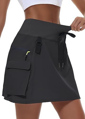 Women’s Hiking Cargo Skort Skirt High Waisted Golf Dressy Casual with Zipper Pockets Workout Sport Quick Dry Skirts