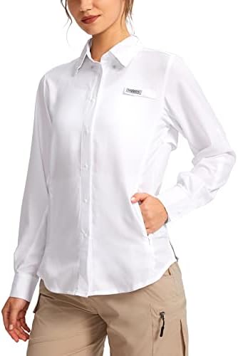 Womens Sun Protection Fishing Shirt with Zipper Pockets Lightweight SPF Long Sleeve Shirts for Hiking Safari