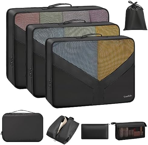 𝐘𝐨𝐫𝐞𝐥𝐨𝐥𝐨 8 Set Packing Cubes for Suitcases, Packing Cubes for Travel Essentials, Luggage Organizer Bags With Clean Clothes and Dirty Clothes Separate (Black) 𝐘𝐨𝐫𝐞𝐥𝐨𝐥𝐨 8 Set Packing Cubes for Suitcases, Packing Cubes for Travel Essentials, Luggage Organizer Bags With Clean Clothes and Dirty Clothes Separate (Black)
