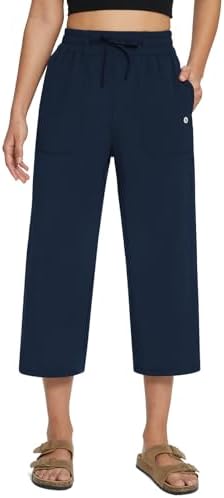 BALEAF Women’s 21″ 30″ Wide Leg Pants Capris Athletic Casual with Pockets Drawstring Quick Dry Walking Workout UPF50+