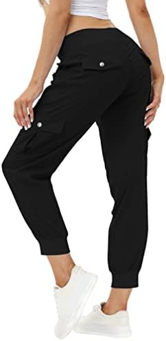 MoFiz Women’s Lightweight Hiking Cargo Pants Outdoor Quick Dry Casual Travel Sweatpants Joggers Elastic Waist Button Pockets